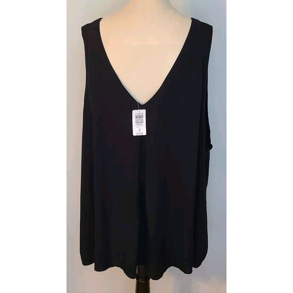 Torrid Challis Stitch Detail Tank Black Double V Back Reverse Pleat 6X Lagom - Picture 5 of 16